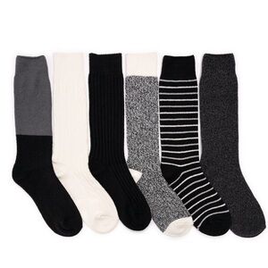 Muk Luks Tall Boot Socks Black and Gray Cozy Accessories